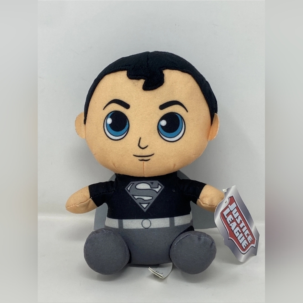 NWT Justice League DC Comics 7” Big Head Black Superman 2019 Toy Factory Plush